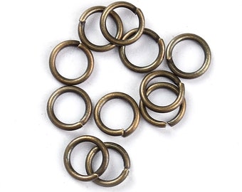 50/100pcs, 6mm Iron Open Jump Rings Findings, Lead Nickel Safe, in Antique Bronze