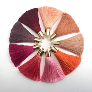 2pcs, 50mm Beautiful Silk Tassel With Gold Cap I