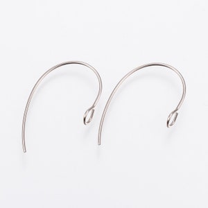 10pcs (5pairs), 25x14x4mm, 304 Stainless Steel Earring Hooks, Ear Wire, Ear Wire, Stainless Steel Color