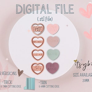 Heart Love Conversation Shape Clay Cutter • Fondant Cutter • Cookie Cutter | Digital STL File | Downloadable File For 3D Printing | 20mm
