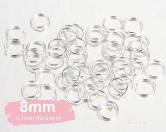 Silver Iron Open Jump Rings, 8mm (22 Gauge)