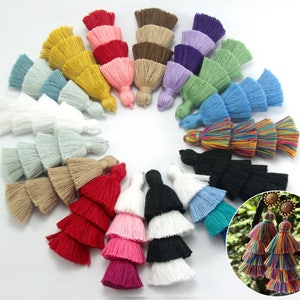 2pc, 8cm, 4 Layer Multi Coloured Cotton Tassel