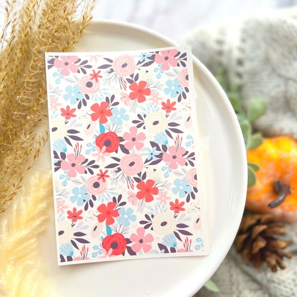 1 Sheet, 13x9cm, Floral Water Decal Image Transfer for Polymer Clay / Ceramics