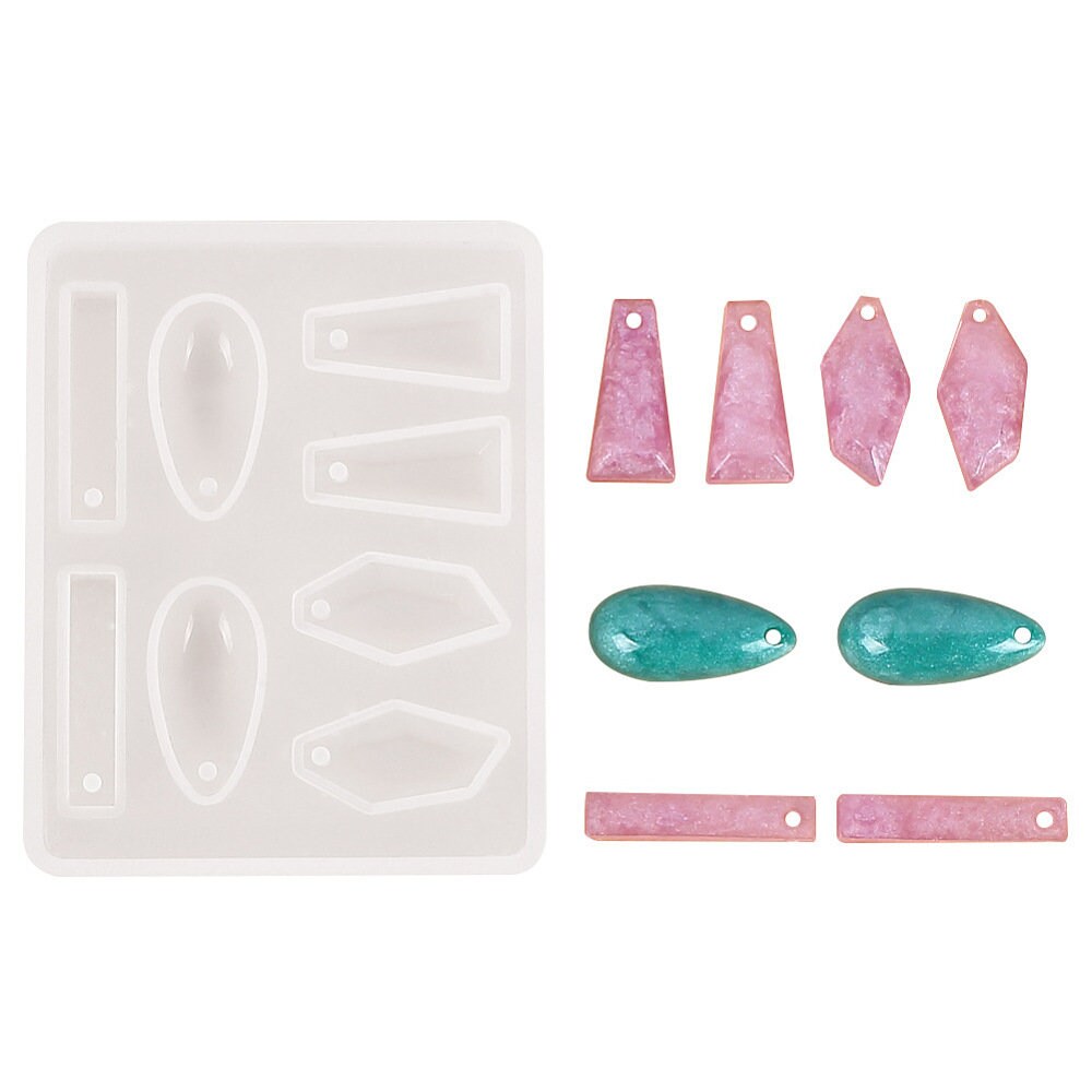 Pendant UV Resin Silicone Moulds, Resin Casting Moulds,  Epoxy Resin Jewelry Making,Drop, Rectangle, Trapezoid, Polygon in Clear