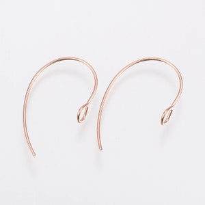 4pcs (2pairs), 25x14x4mm, 304 Stainless Steel Earring Hooks, Ear Wire, Ear Wire in Rose Gold