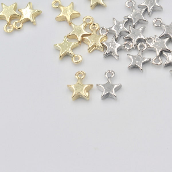 4 pcs, 6mm Zinc Alloy Tiny Star Charm / Pendant in Gold