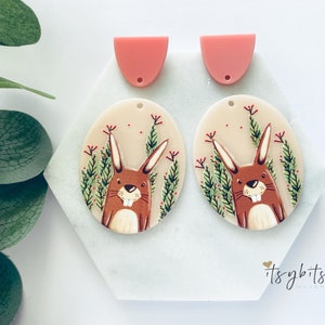 2pcs, 47x36mm, Acrylic Rabbit Earrings Pendants in Light Blush