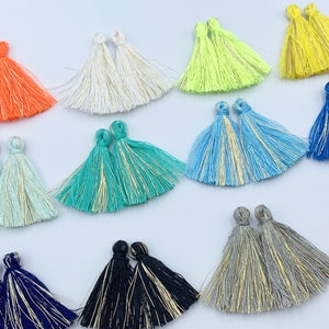 10pc 30mm Gold Embelished Cotton Tassels (choose Your Colour)