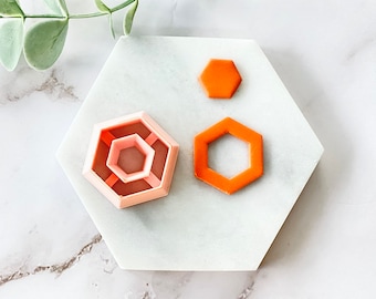 Hexagon Donut Clay Cutter for Earrings | PLA Polymer Clay Tool