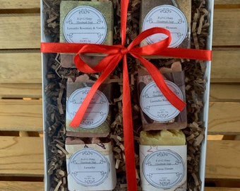 Soap Sampler Gift Package- 6 small bars of soap in a gift box