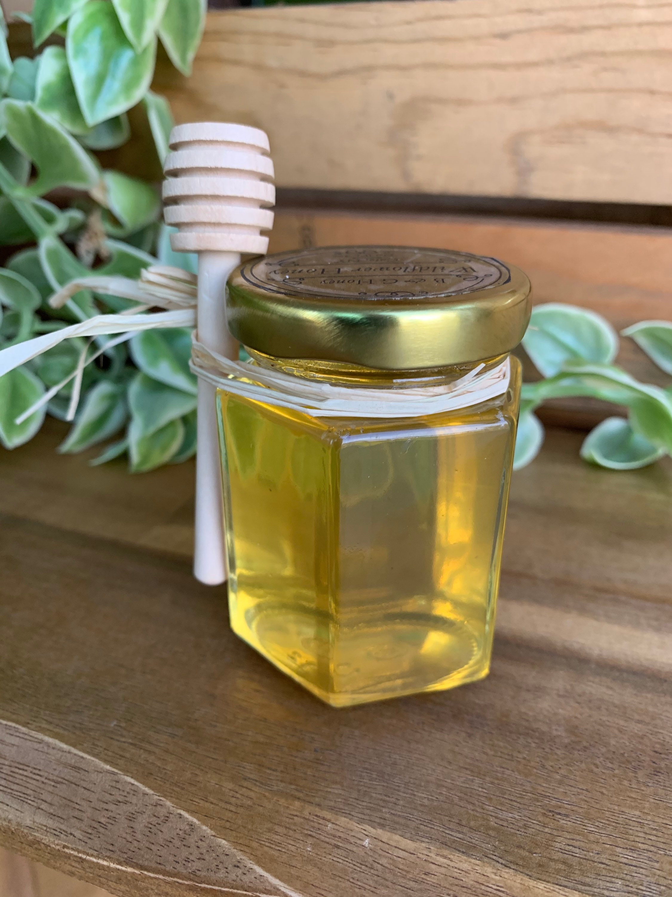 Small Hexagon Honey Jar with Dipper Etsy.de
