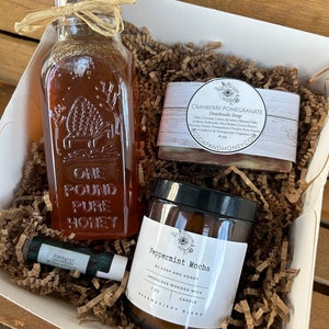 Gift Package- Gift Box- Raw Honey- Soap- Beeswax Candle - Lip Balm- Gift Set