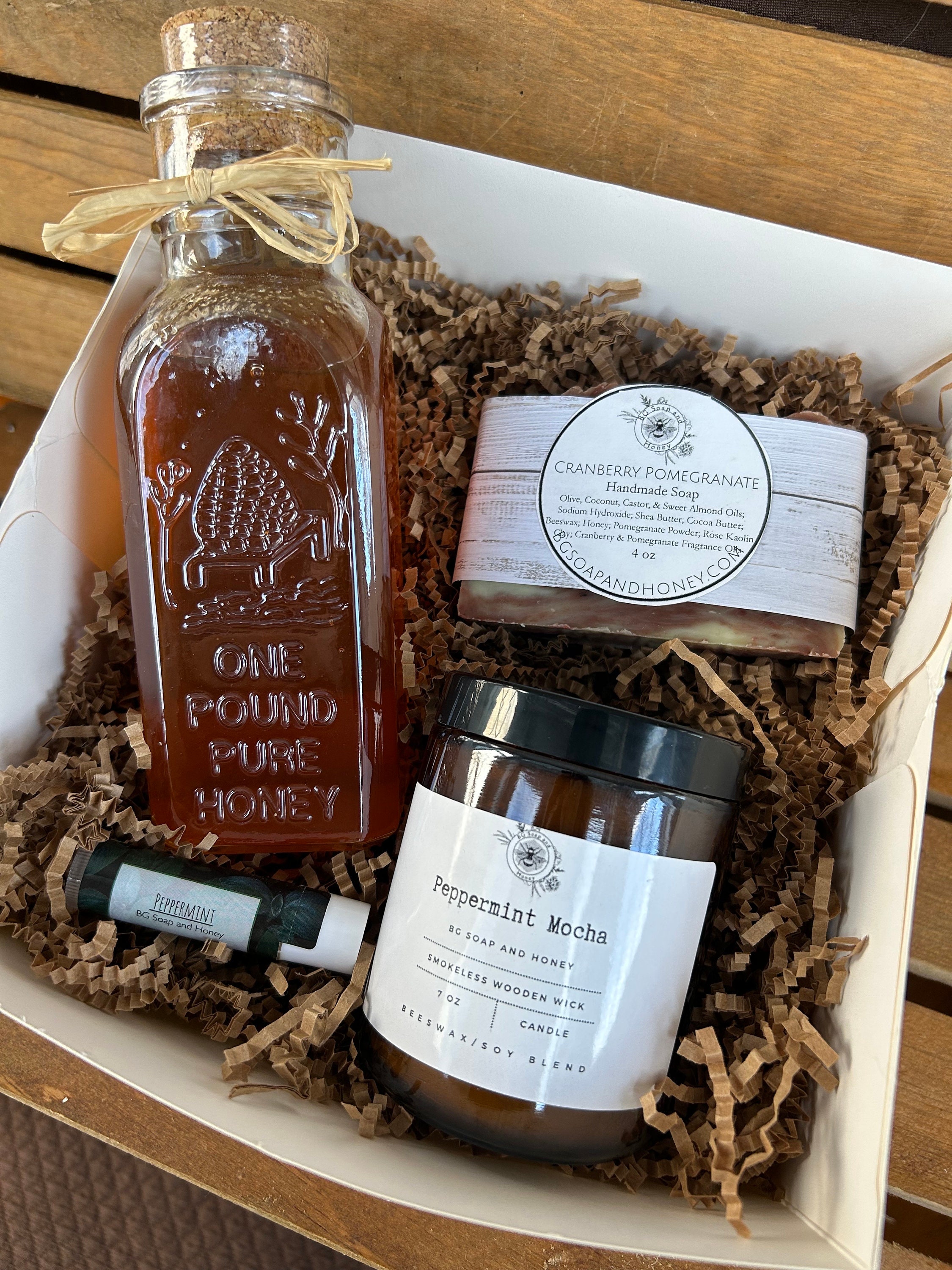 Ultimate Honey and Hive Gift Basket RAW HONEY, BEESWAX CANDLE AND HANDMADE  SOAP