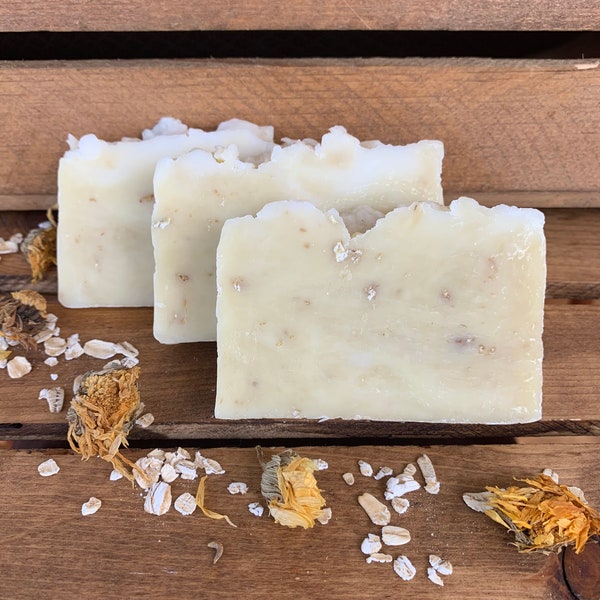 Calendula Oatmeal- Baby Soap- Sensitive Skin Soap- Eczema Relief Soap- made with beeswax and honey - palm free soap