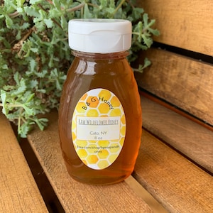 Honey- 8oz Honey- Raw Honey- Wildflower Honey Pure Honey- New York Honey- BPA Free Bottle