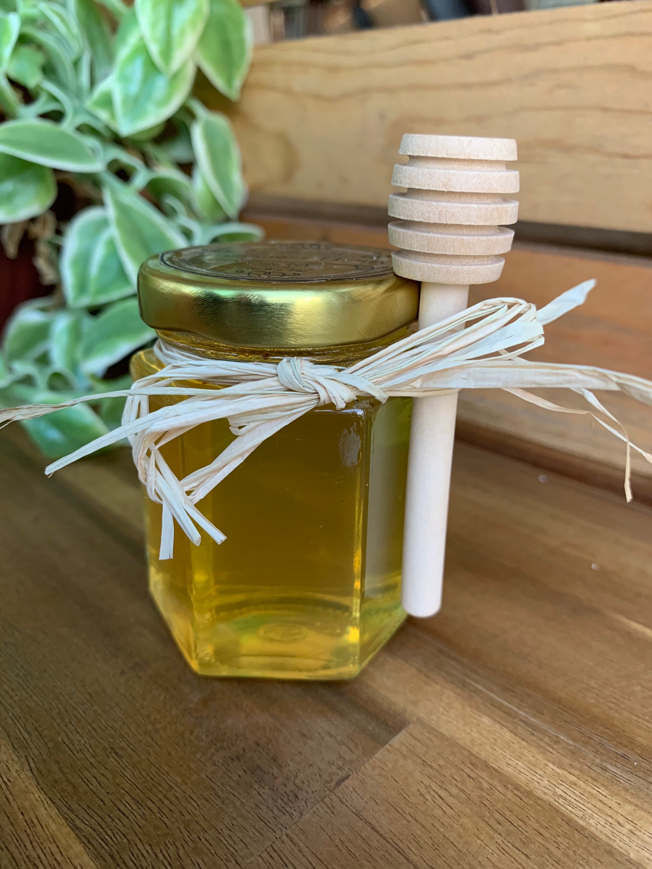 Small Hexagon Honey Jar with Dipper Etsy.de