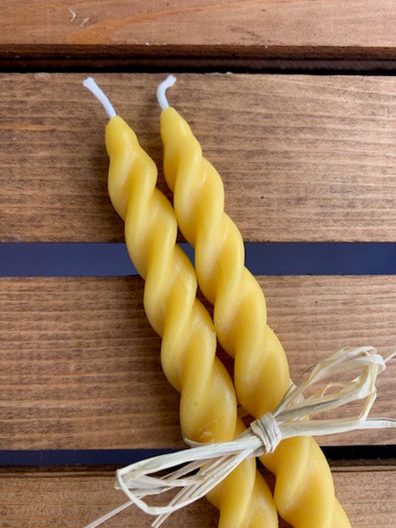 Spiral Taper Beeswax Candle Set of 2 Beeswax Candles Twisted Etsy
