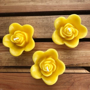 Rose Beeswax Floating Candle- Set of 3- Flower Candles