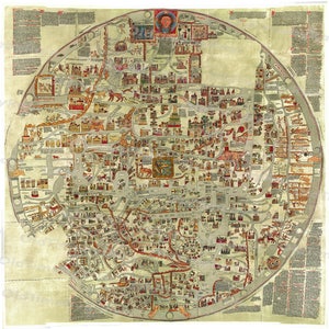 Mapa del Viejo Mundo Vintage/Descarga de imágenes Diseño/Recurso de estilo retro Impresiones digitales de mapas antiguos/Mapa de Ebstorf/Mapa del mundo europeo medieval/1200