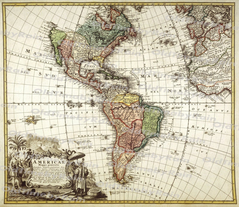 Vintage Old Map of America/image Download Retro Style Design/resource
