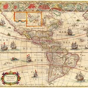 Mapa antigo vintage da América/Willem Blaeu 1617/Download de imagem Design de estilo retro/Recursos Mapa antigo impressões digitais