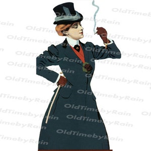 Instant PNG Digital Download/Lady in riding clothes/Vintage lady/Vintage Illustration/PNG File/A woman in a hat/Girl with a stack/