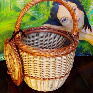 Small Trendy Straw Basket With Lid Jane Birkin Style Modern -  in 2023
