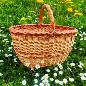 Handwoven Willow Market Basket: French Country Picnic Bag