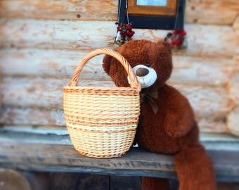 Round Wicker Basket, Round Willow Basket, Round Basket, Basket, Basket For Shopping, Flower Girl Basket, Rustic Round Basket, Photo Props
