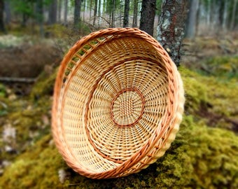 Table decor, Home decor, Rustic interior, Wicker plate, Serving tray, large wood tray, Ottoman Tray, Large Round Willow Tray, Round Basket