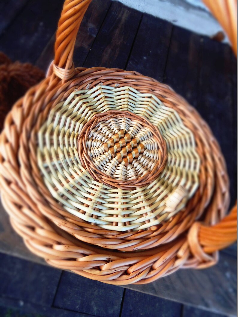 Jane Birkin Basket Lidded Basket Round Wicker Basket Birkin Etsy