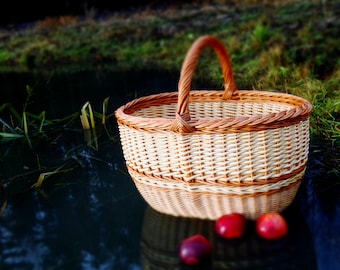 Oval Basket, Market Basket, Oval Wicker Basket, Willow Basket, Bohemian Decor, French Basket, Vintage Style Basket, Wicker Basket, Handwoven