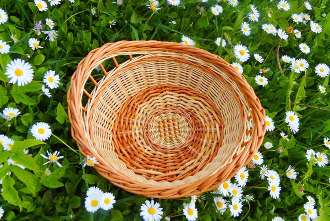Bread Tray Bread Basket Fruit Tray Round Willow Tray Small Etsy