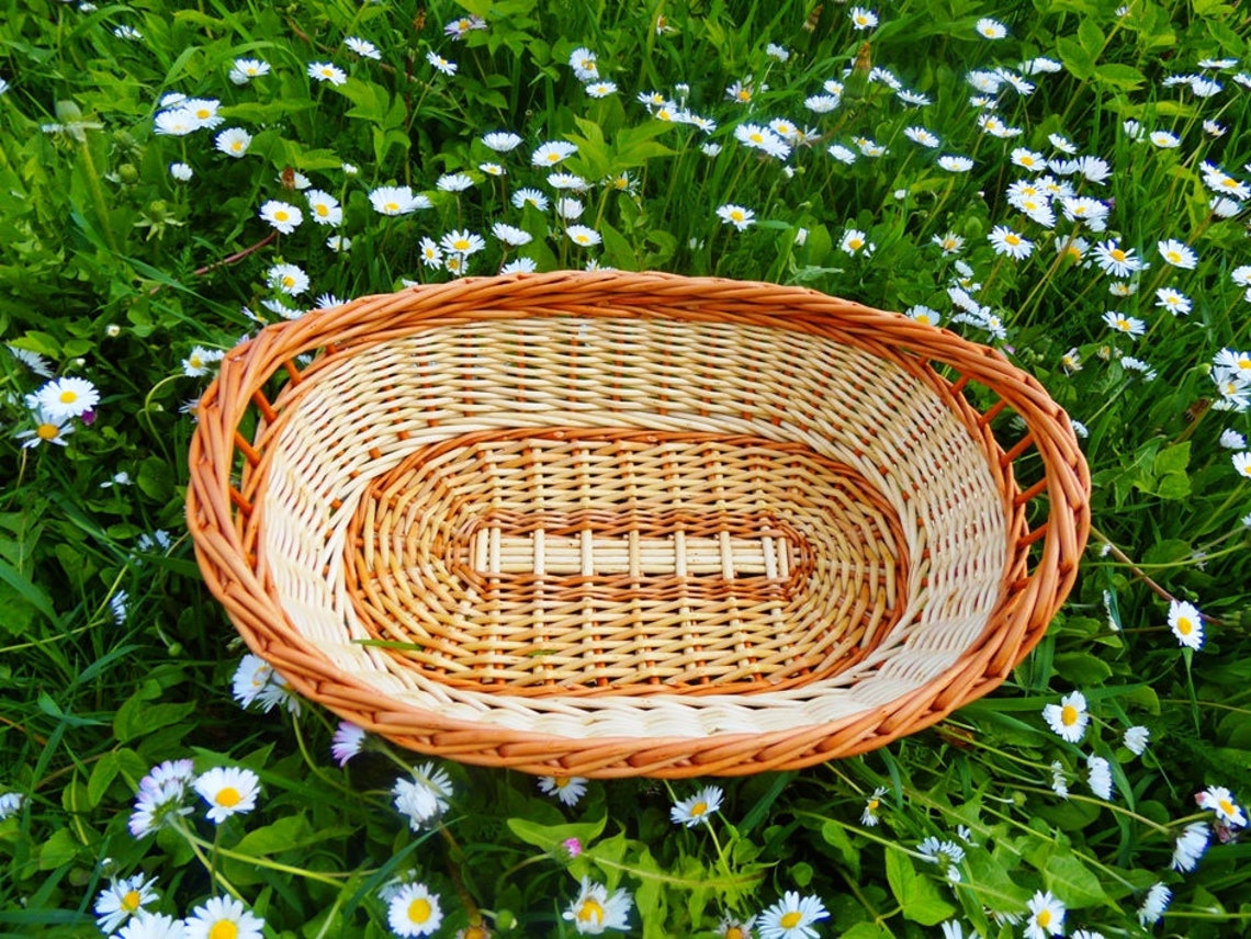 Bread Basket Wicker Basket Willow Fruit Basket Centerpiece Etsy