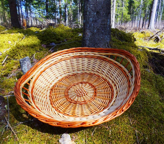 Ottoman Tray Hand Woven Basket Willow Wood Woven Tray Wicker Basket Round Tray Wicker Table Woven Basket Wicker Tray Storage Basket