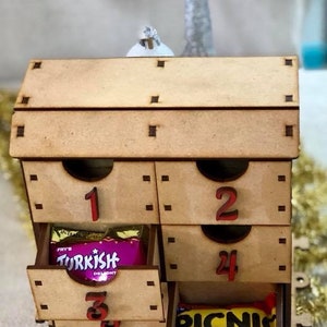 Wooden Train Christmas advent calendar countdown DIY puzzle Kit Cute image 7