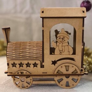 Wooden Train Christmas advent calendar countdown DIY puzzle Kit Cute image 3
