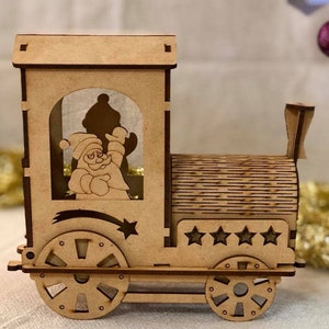 Wooden Train Christmas advent calendar countdown DIY puzzle Kit Cute image 4