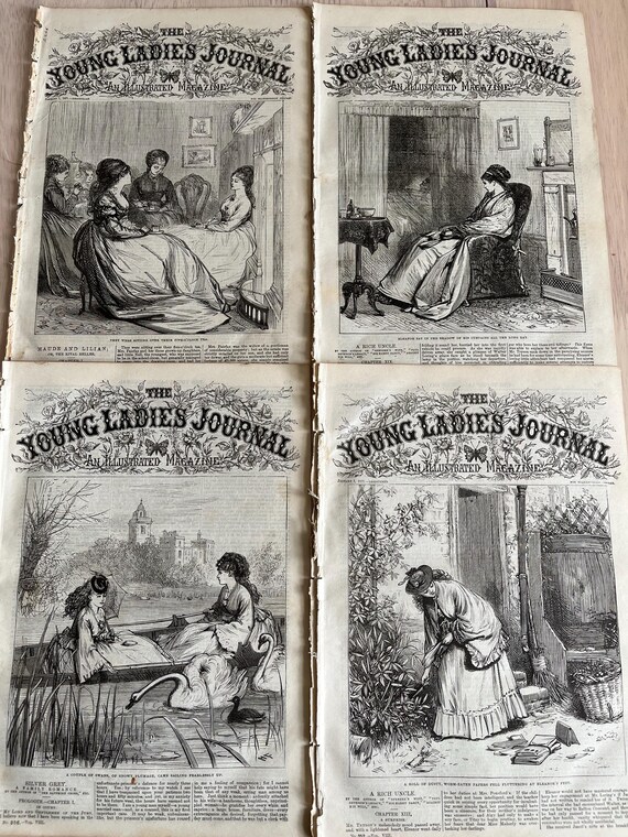 Young Ladies Journal, Victorian Magazine’s Dated 1871 (Rare) Publications x 4.