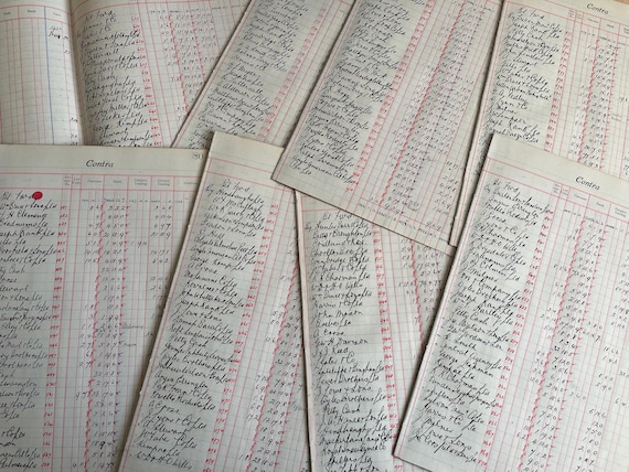 Vintage Ledger Pages Collection 8 x Large Double Pages.