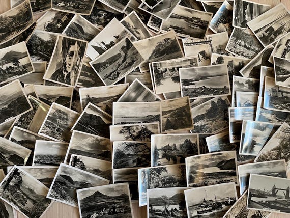 Collection Of Vintage Real Photo Senior Service Cigarette cards, 90 Larger type Many Of The Beautiful Scotland Series.