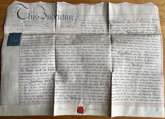 Vintage 1828 Handwritten Lease Document.