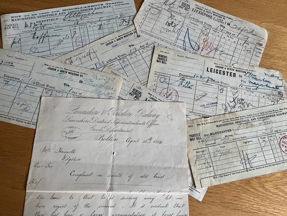 Collection Of Victorian Railway Ephemera Letter And Weighbills.
