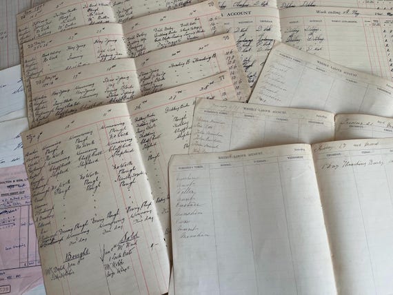 Vintage Mixed Ledger Pages Collection.