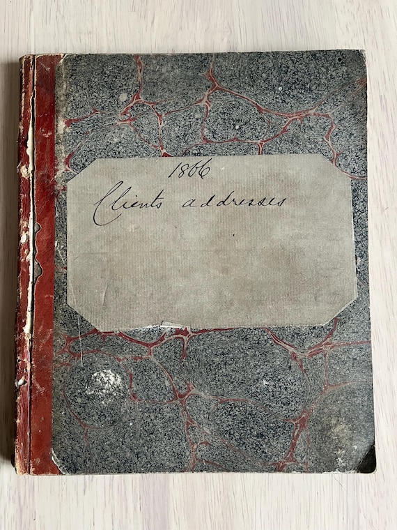 Vintage Victorian 1866 Handwritten Address Book Approc 33 Pages With Entries.