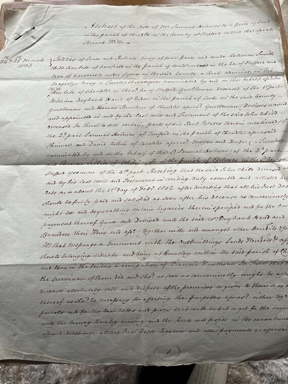 Large 1803 Multipaged Handwritten Document.