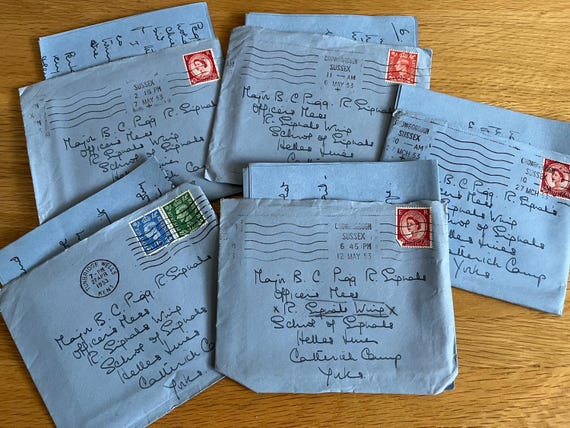 Vintage Collection Of Handwritten Letters Sent To Major From Wife 1950s.