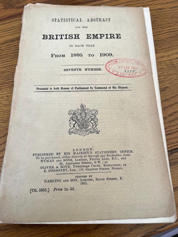 1911 Statistical Abstract For The British Empire In Each Year From 1895-1909 Presented To Both Houses Of Parliament By Command His Majesty.