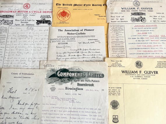 Vintage  Early 1900s Motorcycle Ephemera.