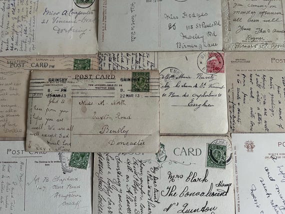 10 x Vintage Stamped Used Handwritten Postcards.